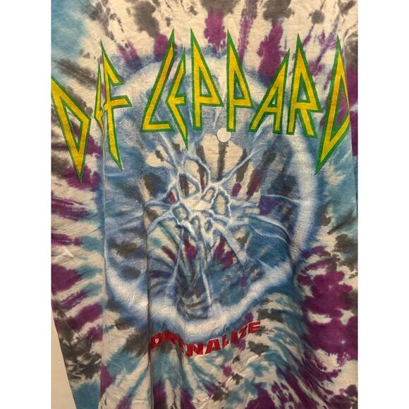 Def Leppard 90s Band T-Shirt Band Giant Tag Tie Dye Single Stitch Men's Large - Picture 2 of 10